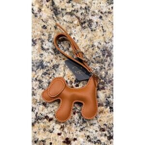NEW Faux Leather Dog Puppy Keychain Bag Charm - Brown